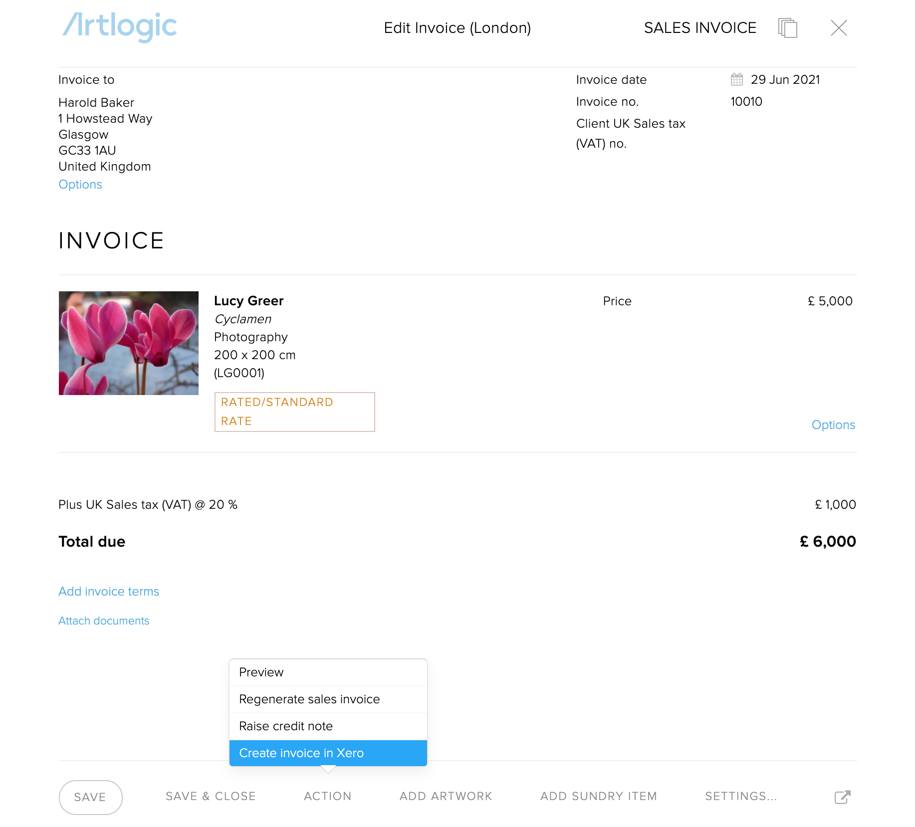 xero create invoice api